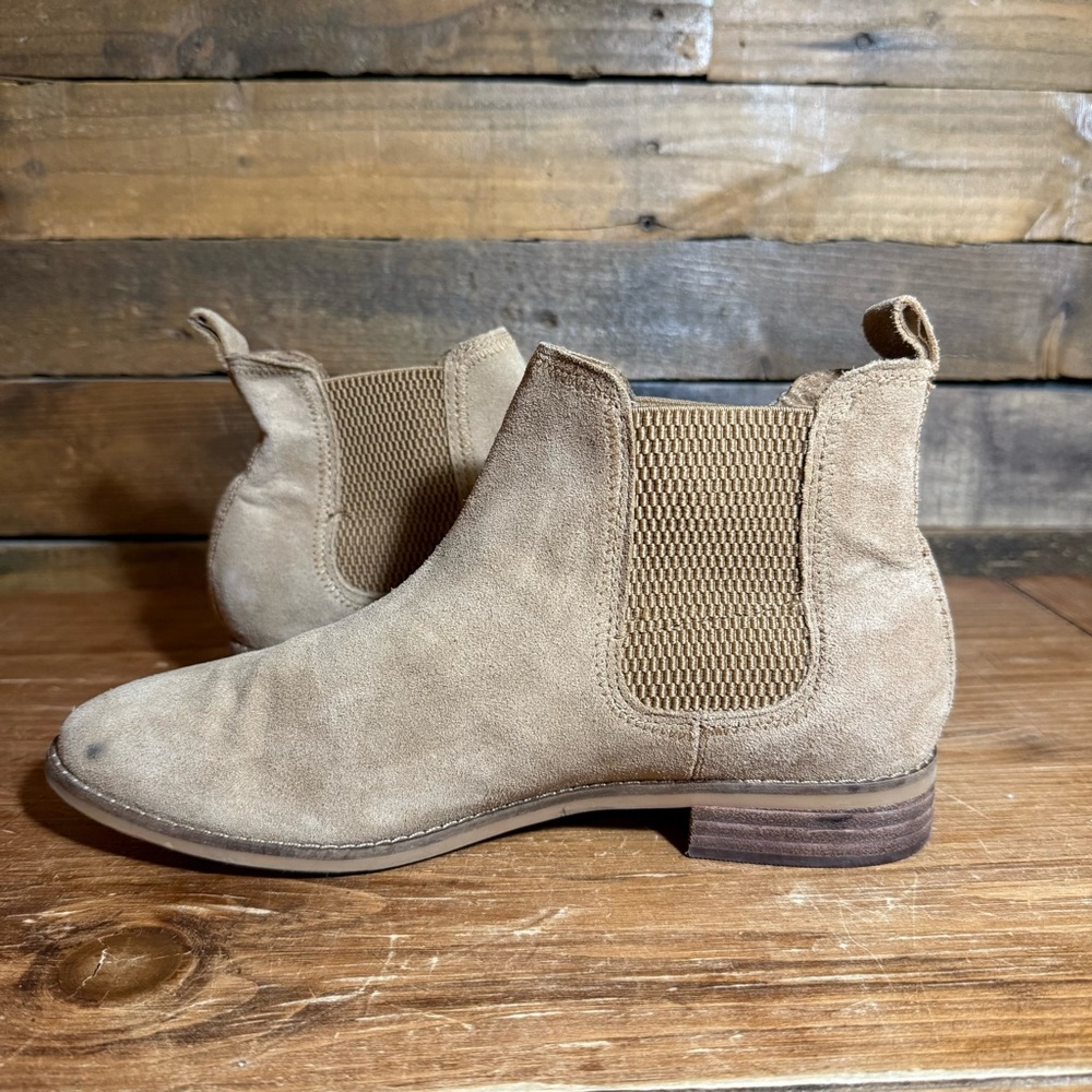 Toms Ella Chelsea Suede Low Heel Bootie Shoes Womens Size‎ 9.5 Tan - Picture 5 of 8